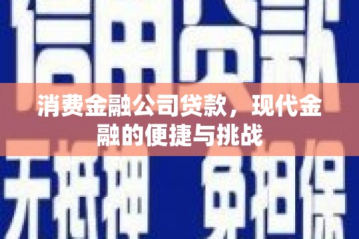 浮梁消费金融公司贷款，现代金融的便捷与挑战