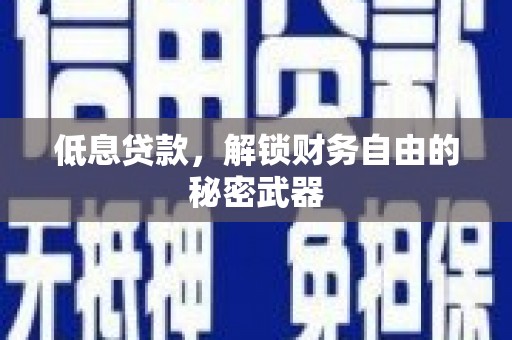 浮梁低息贷款，解锁财务自由的秘密武器