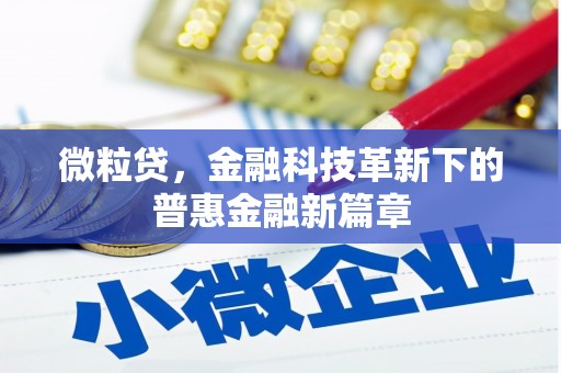 浮梁微粒贷，金融科技革新下的普惠金融新篇章