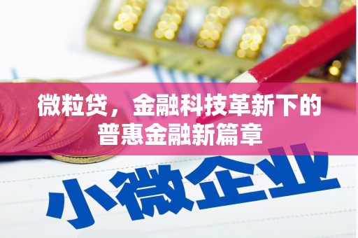 浮梁微粒贷，金融科技革新下的普惠金融新篇章